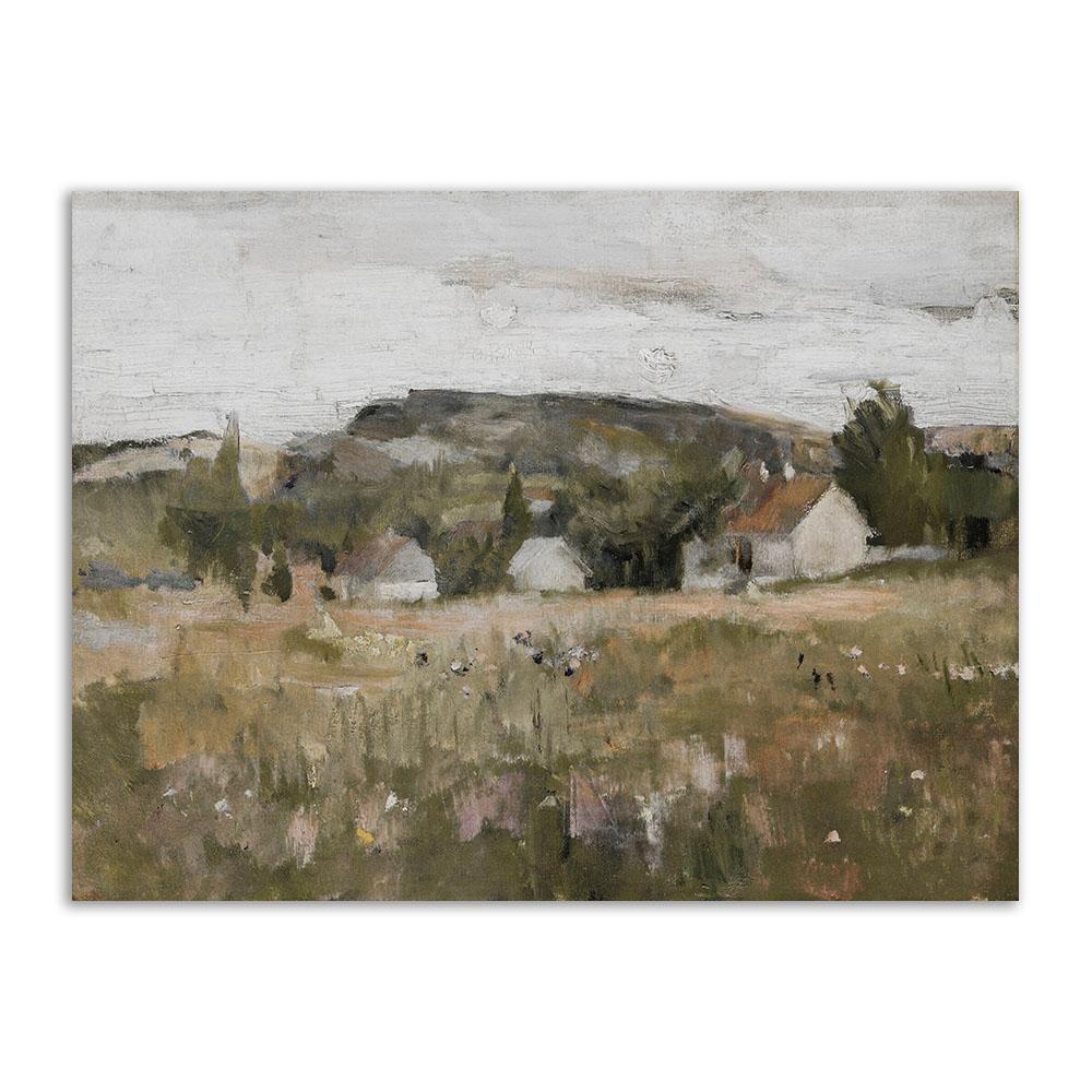 Ретро настенное искусство, скандинавская картина на холсте, настенный постер и принты, винтажное деревенское поле, пейзажное украшение, картина для гостиной