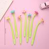 5pcs Flower Shaking Gel Pens with Cartoon Panda and Animal Toppers Soft Silicone Body Black Ink Pens for Office School Supplies