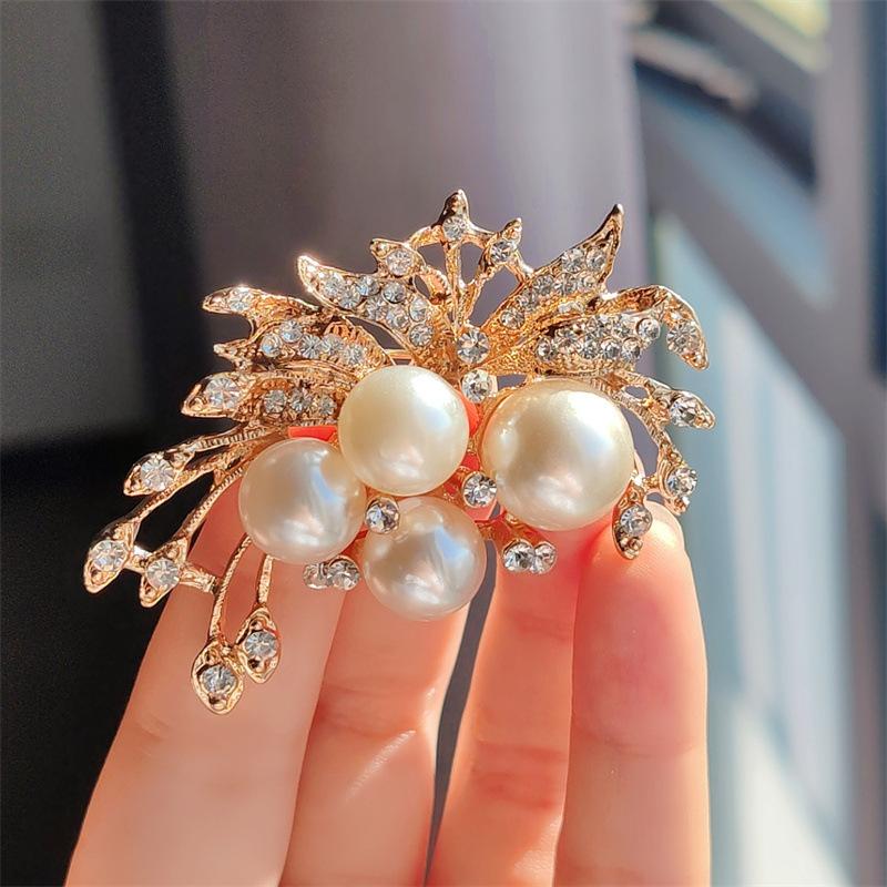 Броши из высококачественного сплава с бриллиантами и жемчугом, аксессуары для одежды, корсажи, булавки