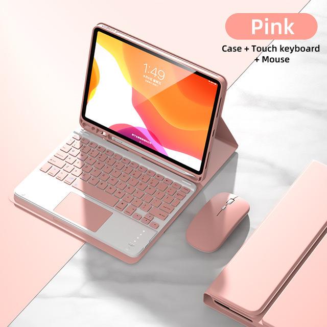 Совместимая с iPad 10-го поколения Bluetooth-клавиатура Magic Touch и защитный кожаный чехол (10,2/10,9 дюйма) для Pro/Air 4/5/6.