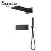 Встроенный смеситель для душа с термостатом, наборы смесителей для душа, смеситель для ванной комнаты с душевой лейкой и ручным душем, черный цвет