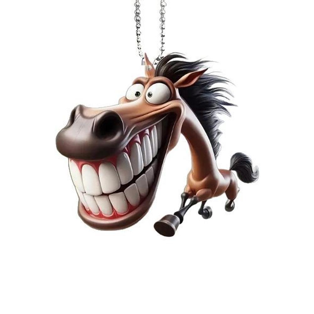 Брелок для ключей «Бегущая лошадь» с изображением мультфильма, креативный брелок с большой пастью, брелок для автомобиля, 2D-брелок для ключей Auto Ha V4X0