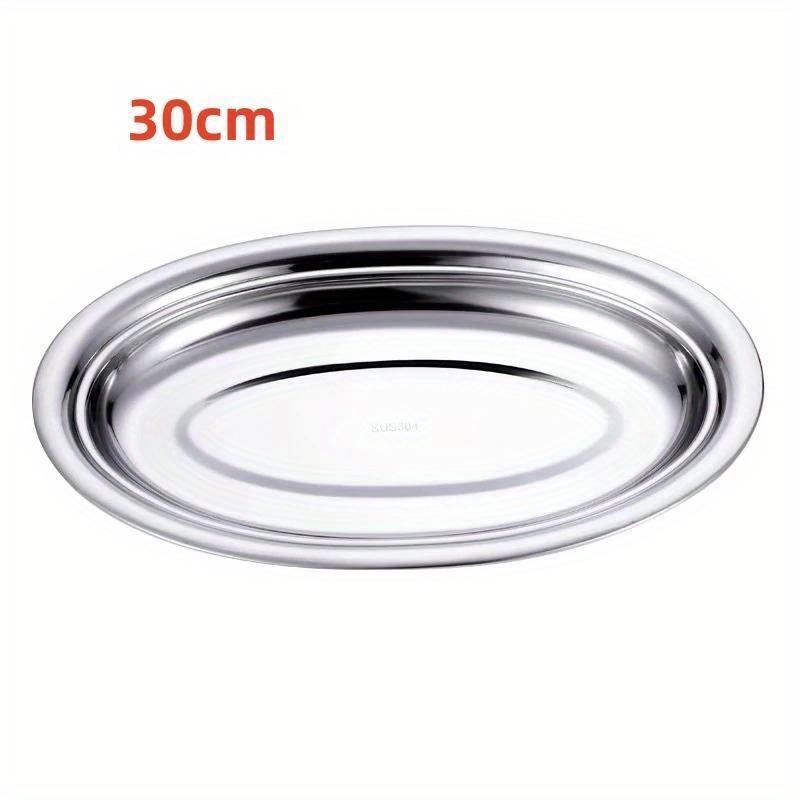 Multi-Size 304 Stainless Steel Oval Fish Plates Household Food Dinner Steamed Shallow Plate Dishes Kitchen Tableware Dinnerware