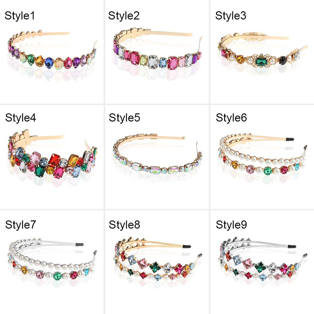 Fashion Elegant Party Jewelry Gifts Pearl Hair Band Head Wrap Rhinestone Headband Gem Crystal