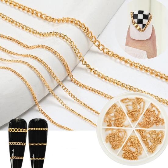 1 коробка металлическая цепочка для украшения ногтей DIY маникюрные аксессуары изысканная красочная цепочка для дизайна ногтей ювелирные изделия для чехла для телефона ожерелье браслет