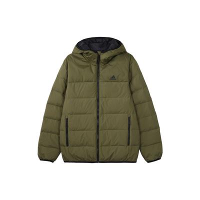 Adidas Пуховик на молнии с капюшоном и логотипом, верхняя одежда унисекс, зеленый HZ2593