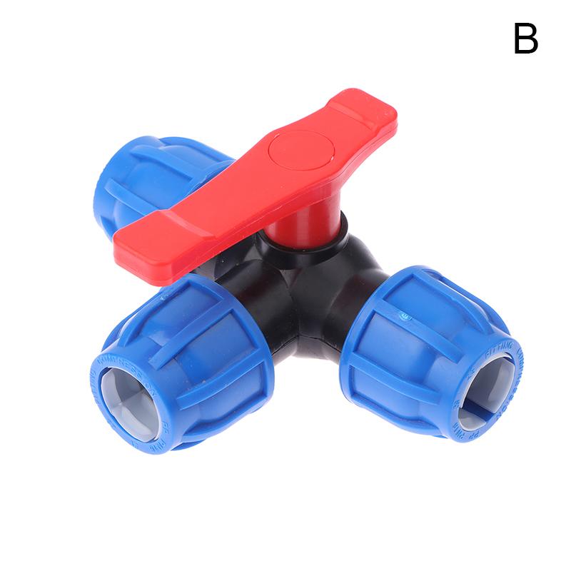 Garden 20/25/32MM PE 3-Way Ball Valve Tube Tap Water Splitter Plastic Quick Valve Connector Irrigation Water Pipe Fittings