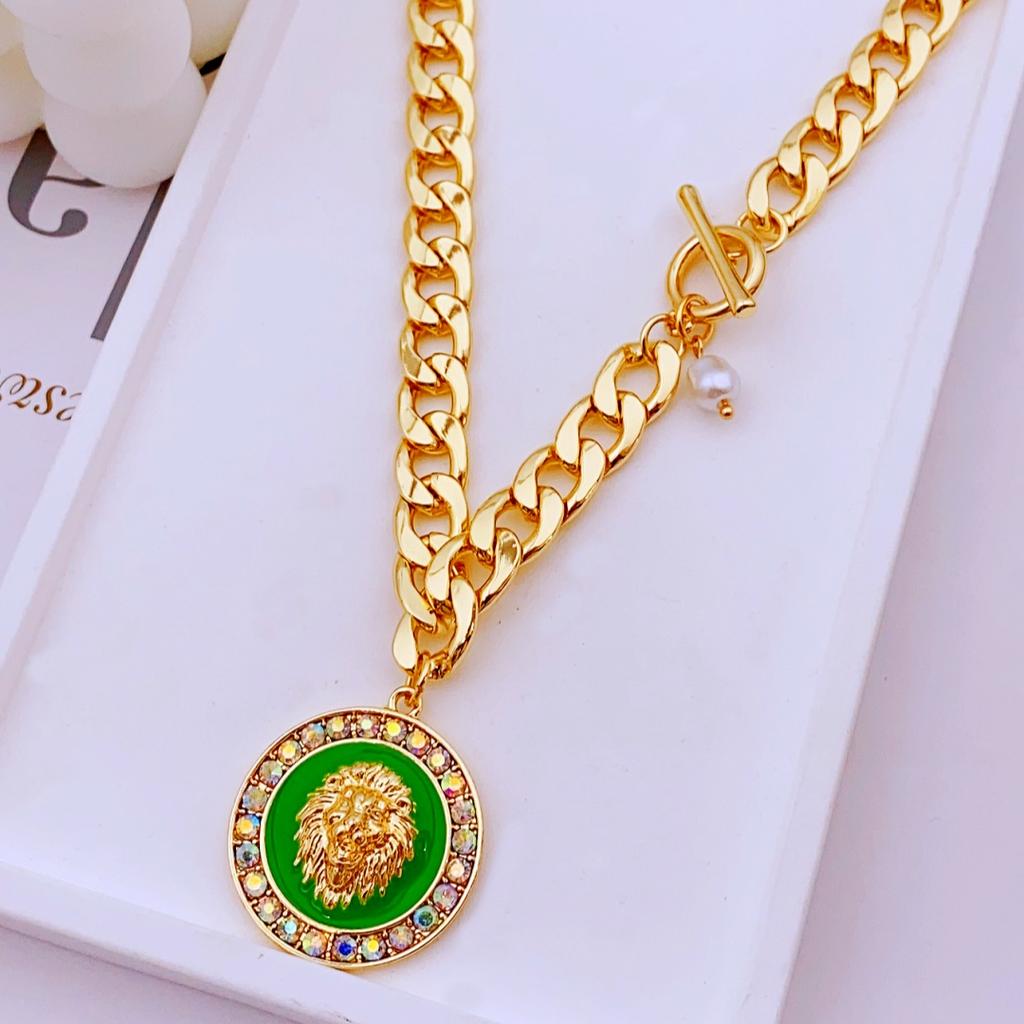 Винтажное ожерелье с подвеской в виде головы льва из цинкового сплава для женщин, идеально подходит для ежедневного ношения, ожерелье для женщин