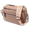 Practical Women's Bag with a Patch Pocket Made of Genuine Leather Vintage 22638 Beige
