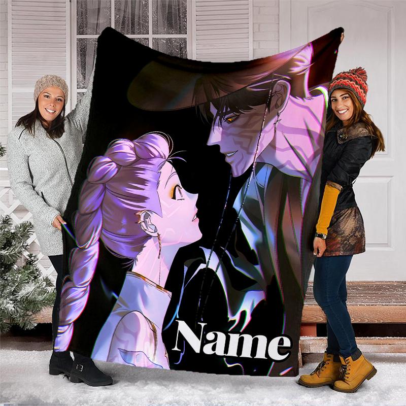 Personalized Custom Name Blanket - Kpop Demon Hunters Print Design,Blanket for Sofa,Bed,Travel,Camping - Soft and Warm, Great Gift
