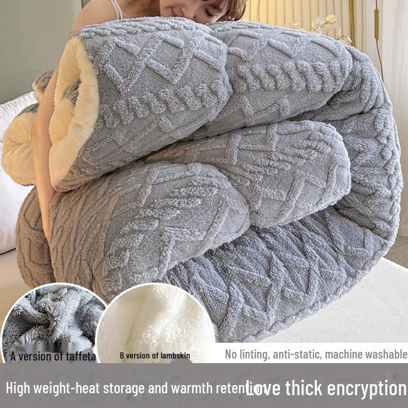 Мягкое бархатное зимнее одеяло из тафты с овчиной для общежитий и домов
