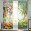 Painting Of Colorful Flowers Sheer Curtains Bedroom Voile Curtain Living Room Window Sheer Curtains Kitchen Tulle Drapes