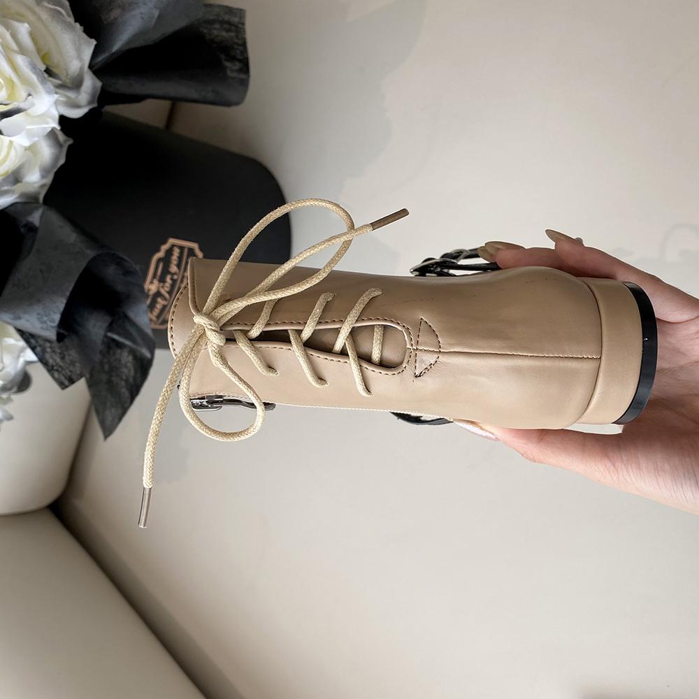 Модные женские ботильоны с квадратным носком, полые, сексуальные, с плоским каблуком, с ремешком сзади, с бантом, пряжкой на ремне, черного, хаки, белого, смешанного цвета, модельные туфли