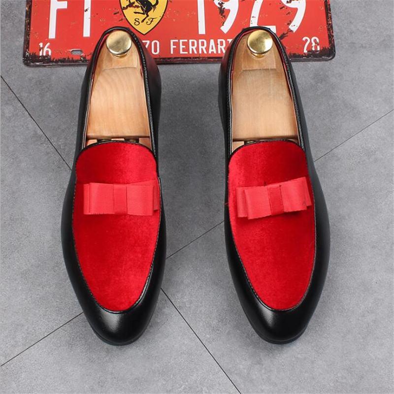 Men's Casual Leather Shoes Men Fashion Wedding Party Loafers Moccasins with Bow Mens Light Comfortable Driving Flats