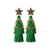 Xmas Handmade Beaded Ear Drop Christmas tree Boots Ear Stud Merry Christmas Earrings  Gift