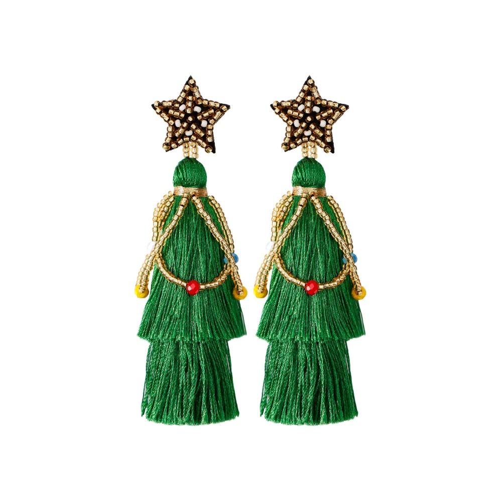 Xmas Handmade Beaded Ear Drop Christmas tree Boots Ear Stud Merry Christmas Earrings Gift