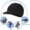 Short Brim Knitted Hat for Men Winter Warm Fleece Lined Thick Cable Knit Cuff Hat Soft Slouchy Skull Cap for Outdoors