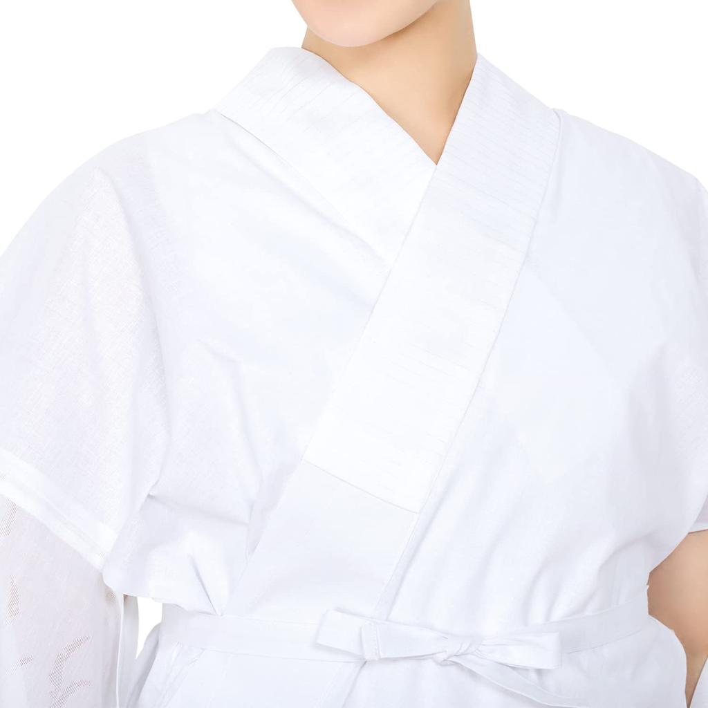 Стирать длинный белый без для женщин [KYOETSU] двухкомпонентное нижнее белье, фон, марля, полуворотник, гребень, (M)