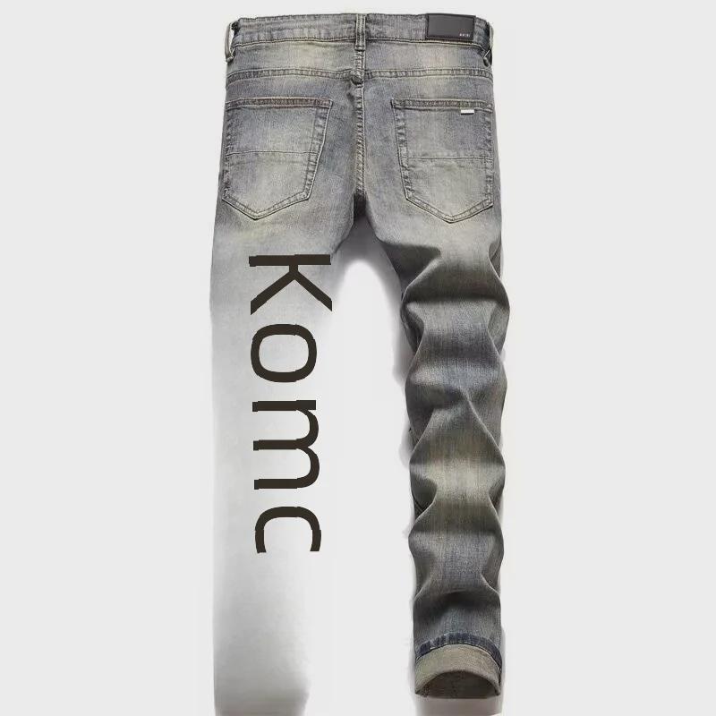 Узкие джинсы с кожаными нашивками и ретро-звездами унисекс