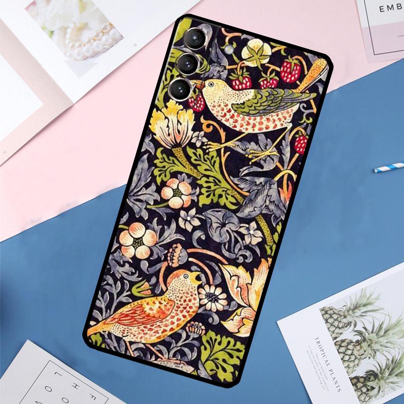 Чехол William Morris Strawberry Thief для Samsung Galaxy S22 S23 S24 Ultra S9 S10 Plus Note 10 20 Ultra S20 S21 FE