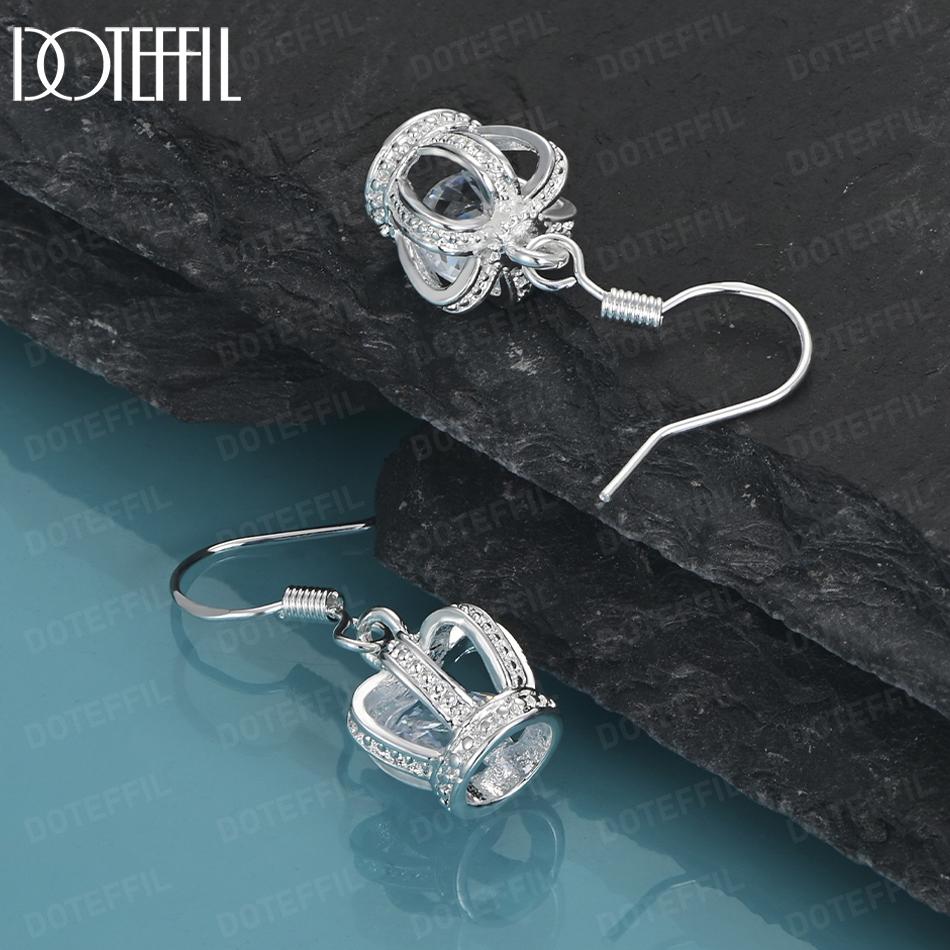 Серьги-подвески из стерлингового серебра 925 пробы с короной и цирконием класса ААА, модные свадебные украшения