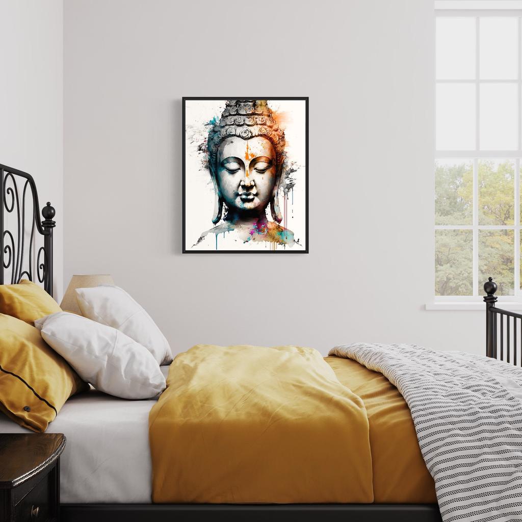 Акварельная статуя Будды, постер, эстетическая медитация, религия, холст, картина, настенная живопись, декор комнаты, украшение для дома и церкви