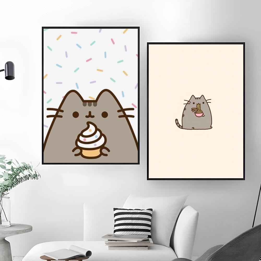 1 шт. мультяшный P-Pusheen K-Kawai Cat самоклеящийся художественный постер водонепроницаемая бумажная наклейка для декора стен кофейни бара