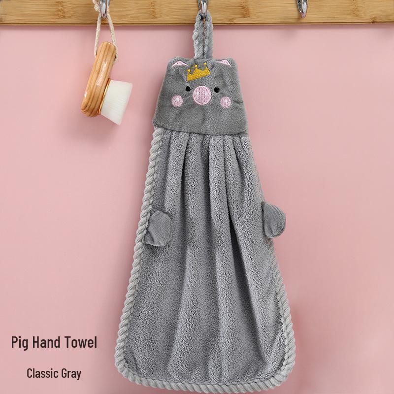 Милое Гусь Коралловый Флис Подвесное Полотенце для Рук - Мультяшное Впитывающее Кухонное Полотенце