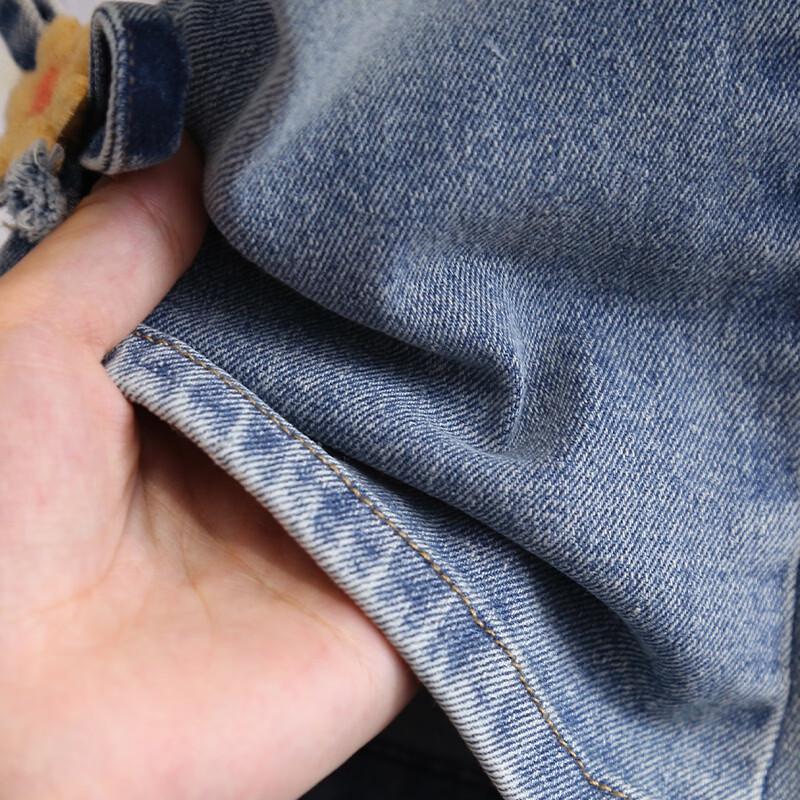 Snoopy Girls' Bow-Decorated Elastic Waist Denim Jeans