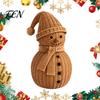 Christmas Snowman Ornaments Ornament for Tabletop Decor, Retro Resin Figurine Small Statue Window Sills with Knitted Texture Winter Fireplace
