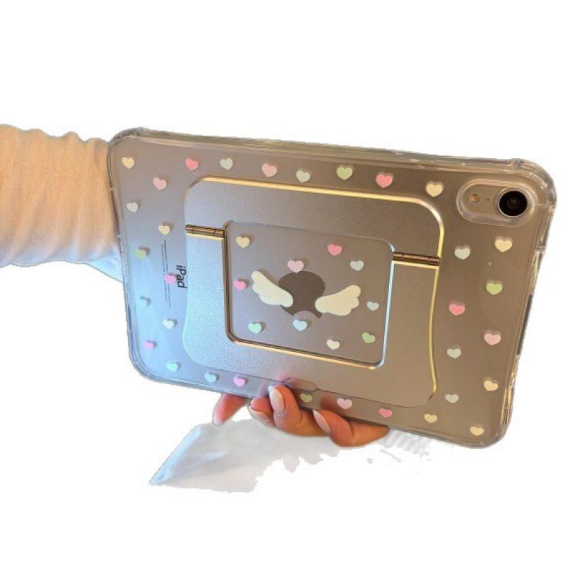 Ins Style Heart Wing Tablet Case With Kickstand IPad Mini 6/7 8.3 Air 4/5/6/7/8 10.9/11 Pro 11/12.9 2018-2025