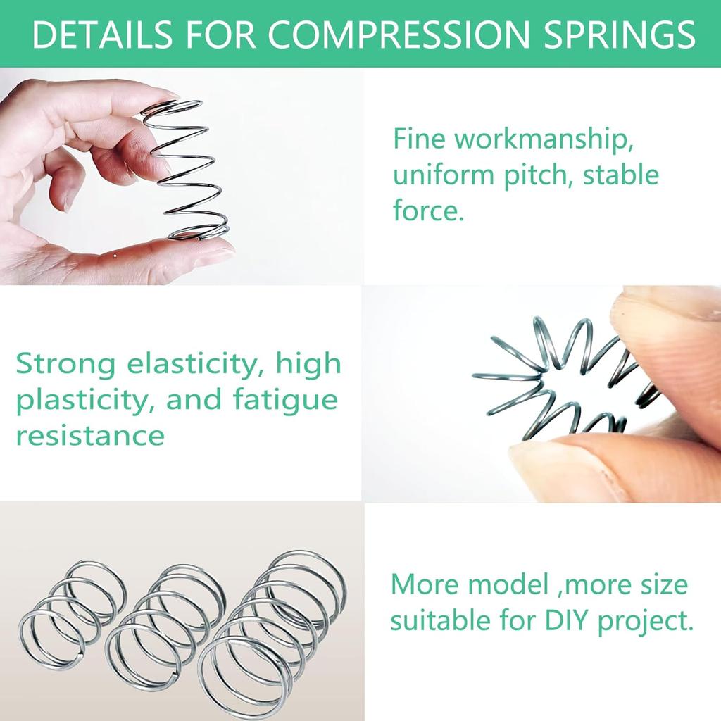 304 Stainless Steel Compression Spring Assortment Kit Box with 15 Sizes Small Springs for Mechanical Repairs DIY Home Projects
