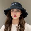 Fashionable Summer Women's Sun Hat With Large Brim And Smiley Face Embroidery For Sun Protection