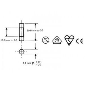 Jeu de fusibles rapides 5 x 20mm - 100 pièces - Fusibles - Tube de verre, connexions argentées
