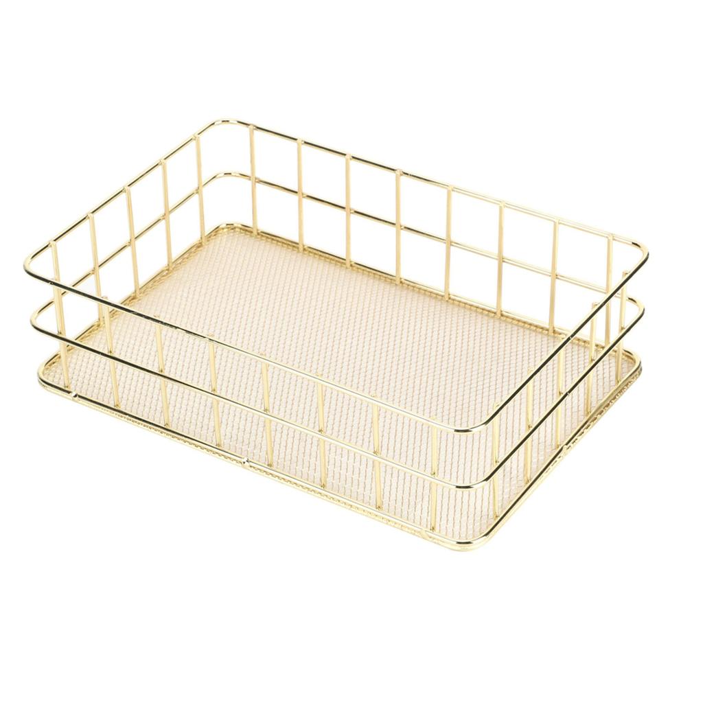 Золотая железная корзина для хранения Многофункциональный органайзер для хранения на рабочем столе из проволочной сетки для дома