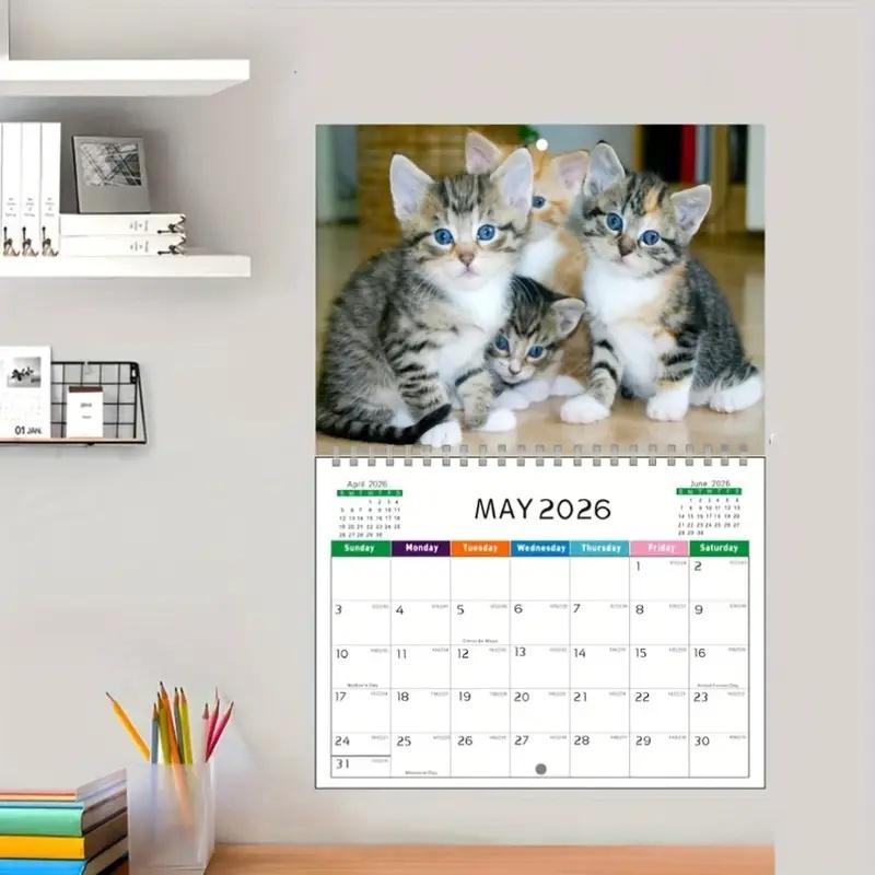 2026 Cute Tabby Kittens Calendar 12 Monthly Planner Wall Calendar Home Office