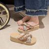 2025 Summer New Thick-bottomed Cool Slippers Women's Wear Light Seaside Vacation Beach Cross-strap Women's Slippers