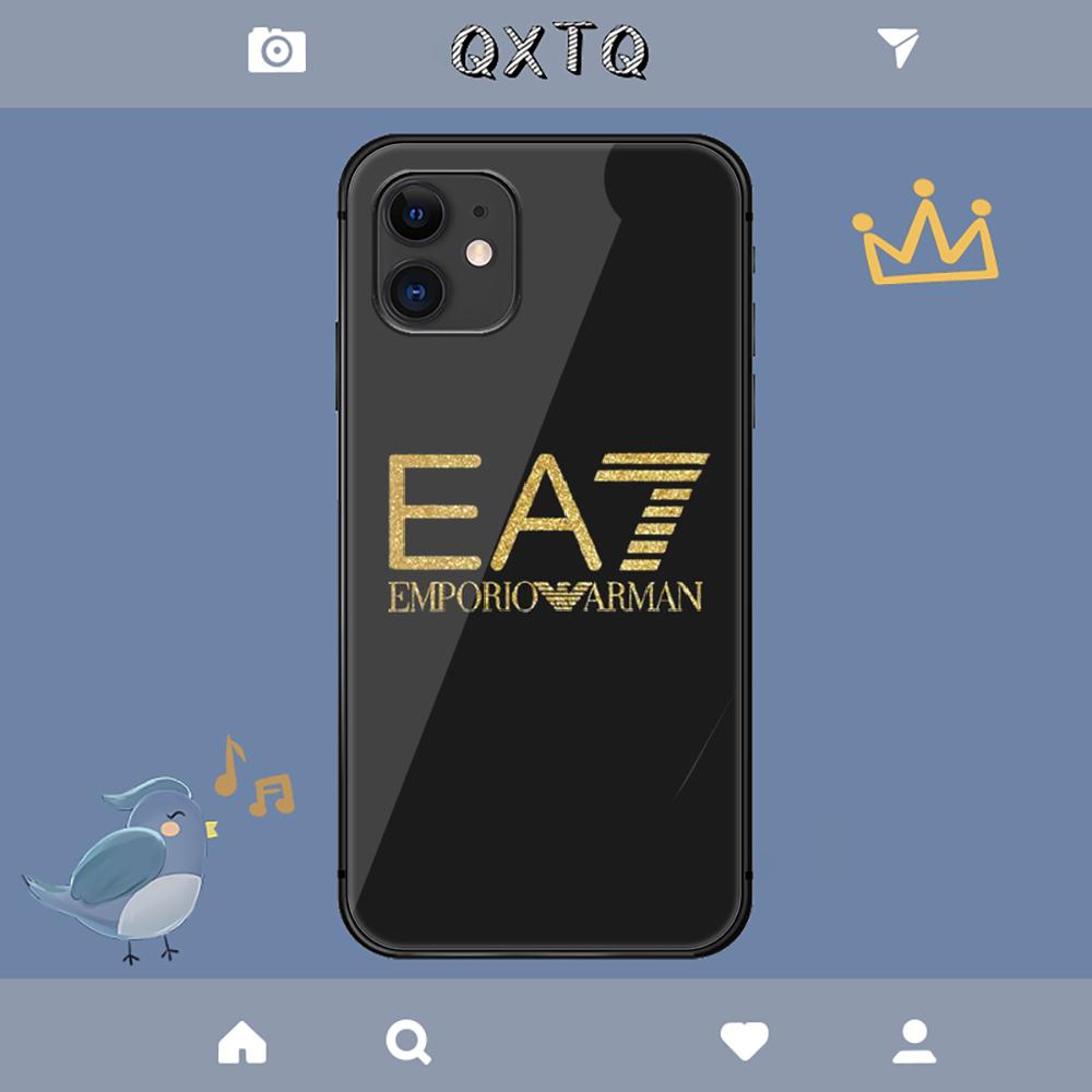 Чехол с логотипом итальянского бренда Armani для iPhone Samsung Galaxy Redmi Note S 17 16 15 14 13 20 24 25 54 Pro Max Ultra Fe с покрытием из закаленного стекла