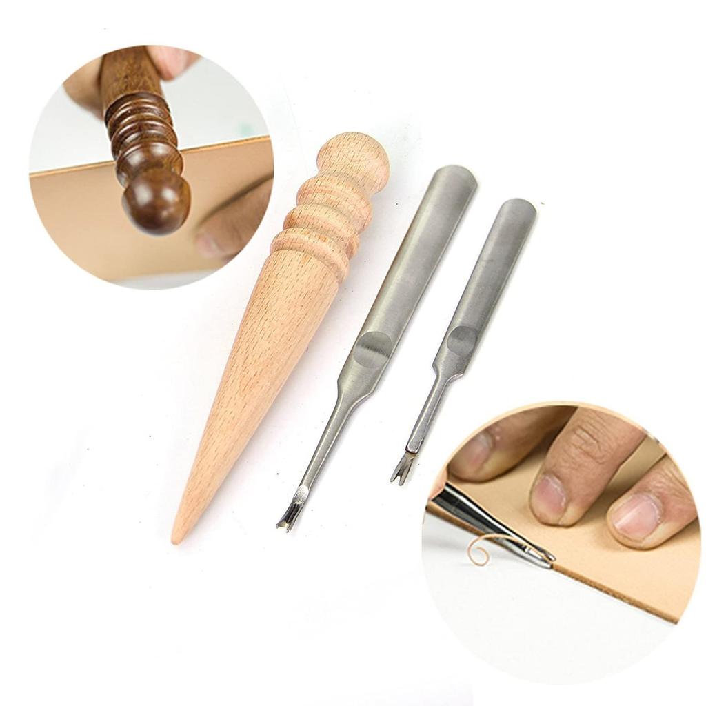 18 шт., инструменты для шитья кожи, набор для ручного шитья «сделай сам», с канавочным шилом, вощеным наперстком
