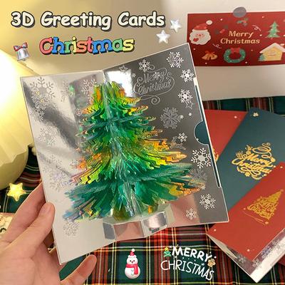 3D Pop Up Рождественская открытка с музыкой Счастливого Рождества Поздравительная открытка Рукописные благословения Пригласительные открытки Подарки на День благодарения