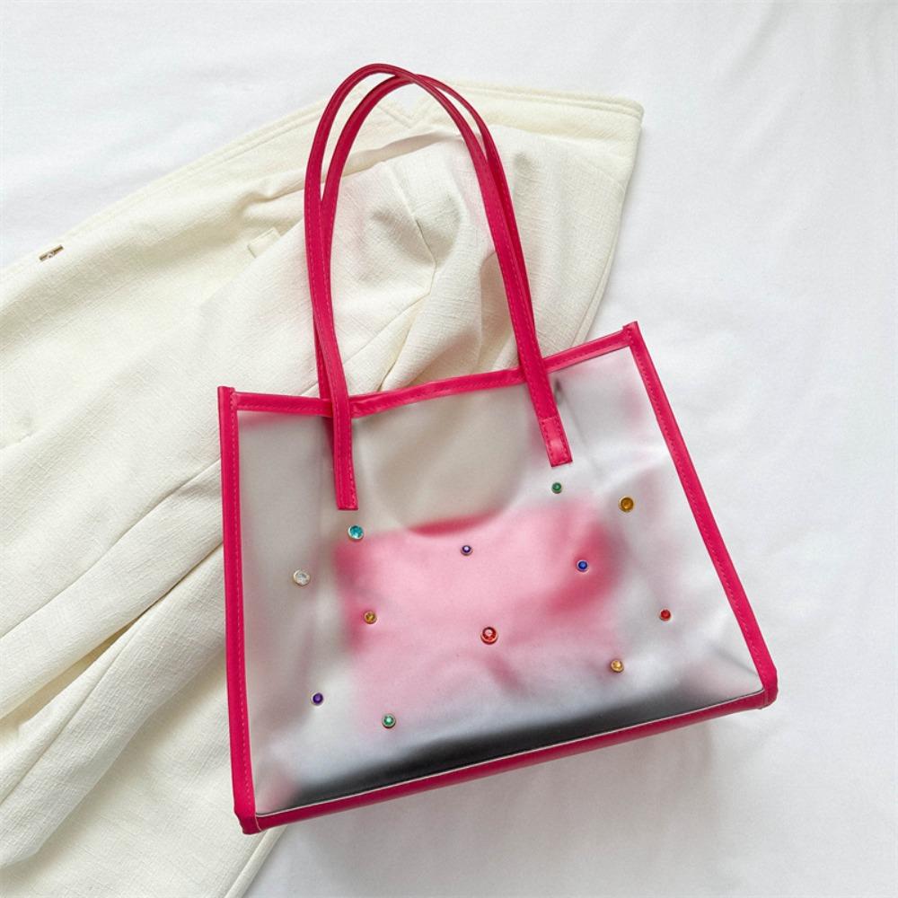 2pcs/set Beach Jelly Shoulder Bag Waterproof Shopping Bag Casual Transparent Totes Bag  Outdoor