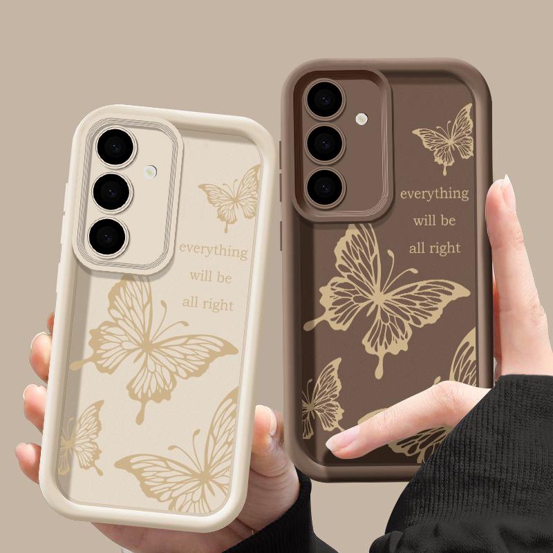 Shockproof Butterfly Print Protection Phone Case for Samsung S25 S24 FE S23 Ultra S22 Plus S21 A16 A56 A55 A36 A35 A15 5G Soft Silicone Matte Shell