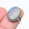 Natural Rainbow Moonstone Gemstone 925 Solid Sterling Silver Gift Ring S.6 Y8s21
