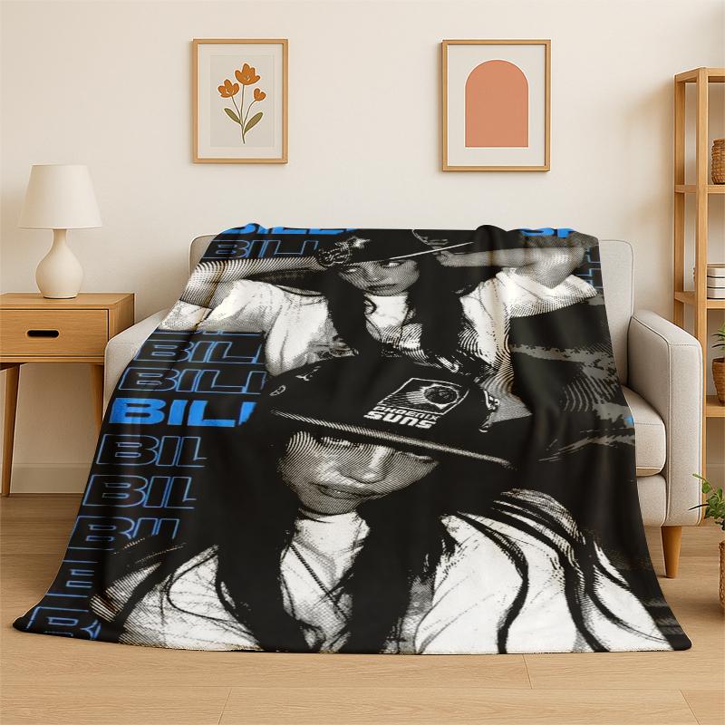 Singer Billie Eilish Photo Collage Fleece Blanket Cozy Light Throw For Bed Living Room Travel Teen Room Trendy Celebrity Blanket