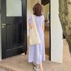 Simple fake two-piece lazy waist dress summer new fat mm pullover commuter medium and long dress 252559