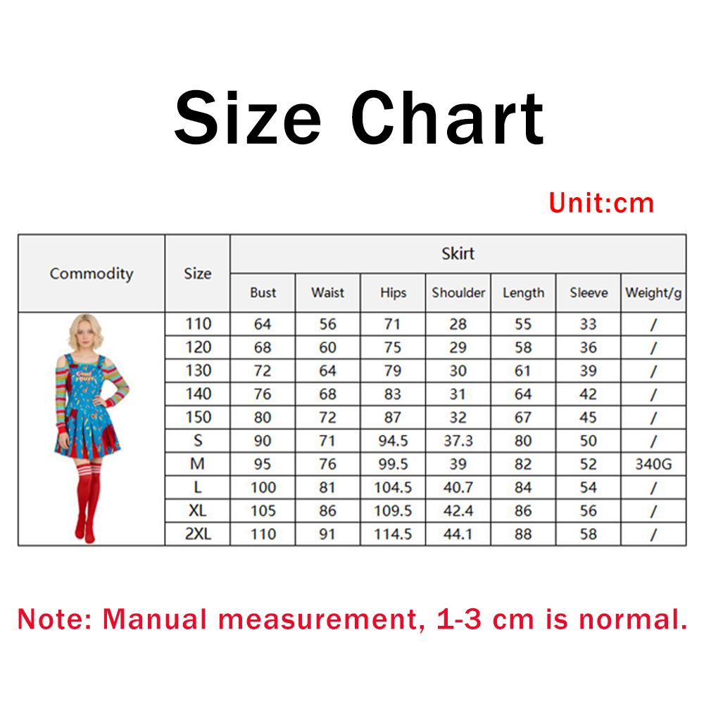 Scary Doll Cosplay Dress Women Horror Doll Halloween Themed Costume Dress Rainbow Stripe Off Shoulder Top Suspender Skirt Socks