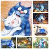5D DIY Diamond Painting Kit Animals Blue Cat Full Round Diamond Embroidery Cross Stitch Diamond Mosaic Home Decor Art