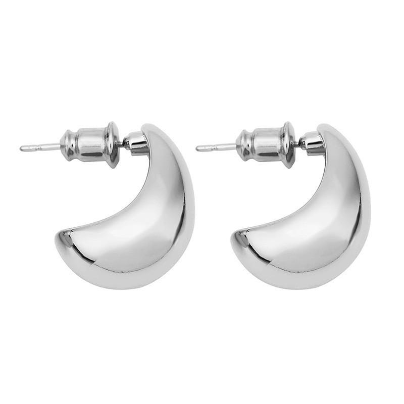 Trendy Water Drop C-Shaped Lightweight Stud Earrings with Versatile Bean Ear Cuffs