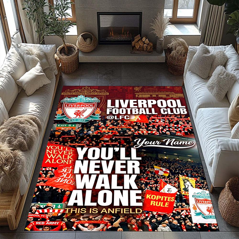 Liverpool Team Personalized Name Carpet Perfect For Entryway Decorate Room Study Room Dining Room Antislip Rug Office Home Decor Wedding Party Gift
