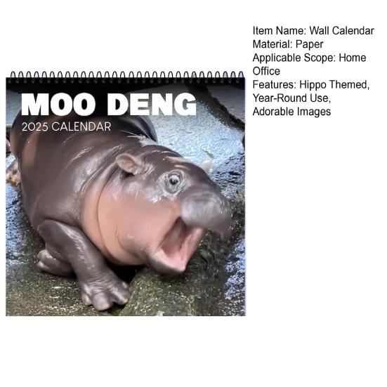 2025 Бегемот настенный календарь ежемесячный карликовый бегемот изображения календарь подвесной бегемот подарок